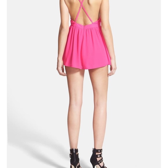 Hot Pink Low Back Romper - Picture 2 of 4
